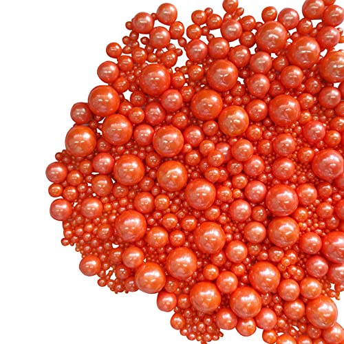 Image of Edible Orange Sugar Pearls Candy Sprinkles 120G / 4.23Ounce Baking Cake Sprinkles Cupcake and Cake Topper Cookie Decorations Wedding Party Valentines Halloween Christmas Supplies