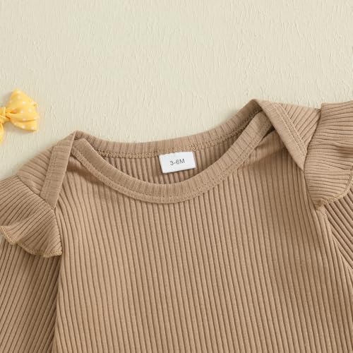 Newborn Baby Girl Fall Outfits Ribbed Long Sleeve Rompers Suspender Overalls Pants Sets Infant 2Pcs Clothes4