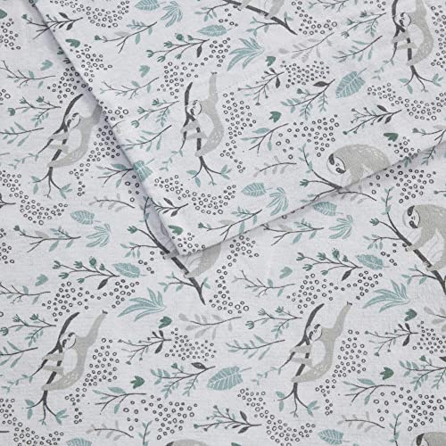 Image of Intelligent Design Cozy Soft 100% Cotton Flannel Print Animals Stars Cute Warm, Ultra Soft Cold Weather Sheet Set Bedding, Twin, Grey Sloths 3 Piece