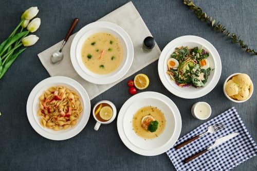 9-inch Porcelain Dinner Plate Set of 6 - Microwave, Oven and Dishwasher Safe, Scratch Resistant. (White) - Image 6