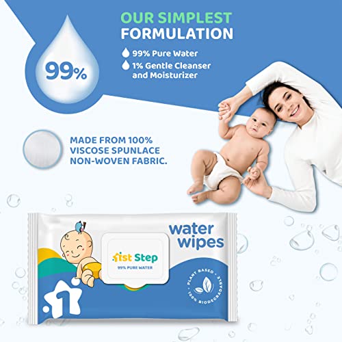 Image of 1st Step 99% Pure Water Baby Wipes with lid I Dermatologically Tested | Plant Based - 100% Biodegradable Wipes for Babies | Super Thick Polyester Free wet Wipes for Baby I Paraben Free with Aloevera & Calendula Extract | Alcohol Free Baby wipes |72 pcs /Pack