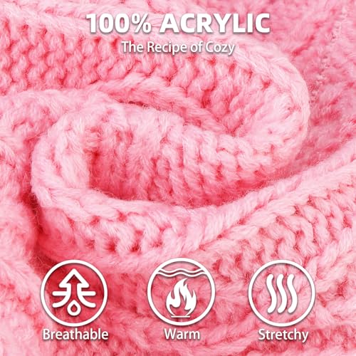 Image of PUPTECK Dog Sweater, Turtleneck Warm Knitted Pullover Coat, Thick Cable Knitwear Clothes in Winter, Pet Apparel Outfits for Small Medium Dogs, for Cold Weather Indoor & Outdoor, Pink M