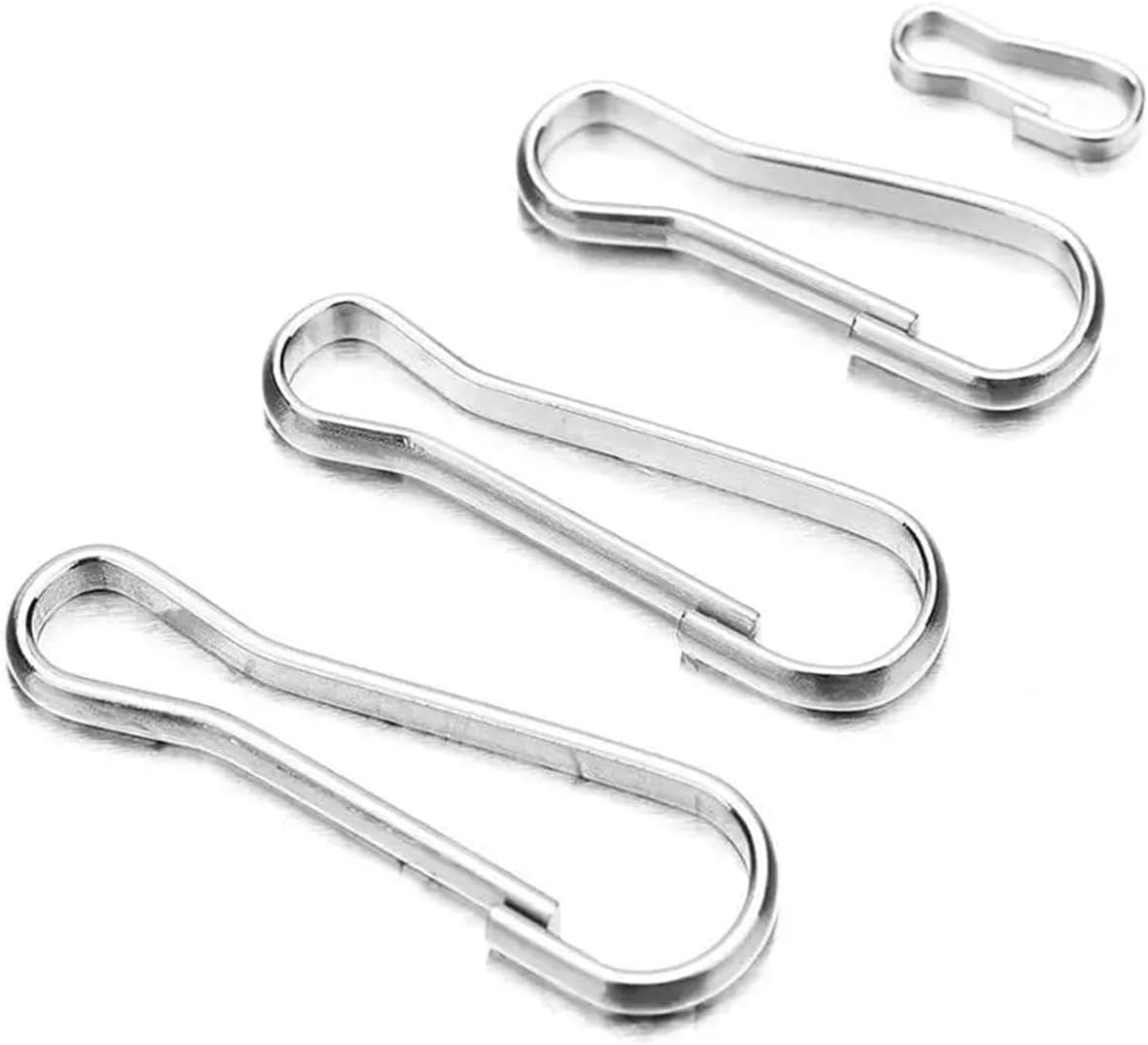 Stainless Steel Metal Spring Hooks 300pcs Snap Clip Rings Buckle Keychain Lanyards Zipper Hanging Keyring Accessory(1.1X0.35in)