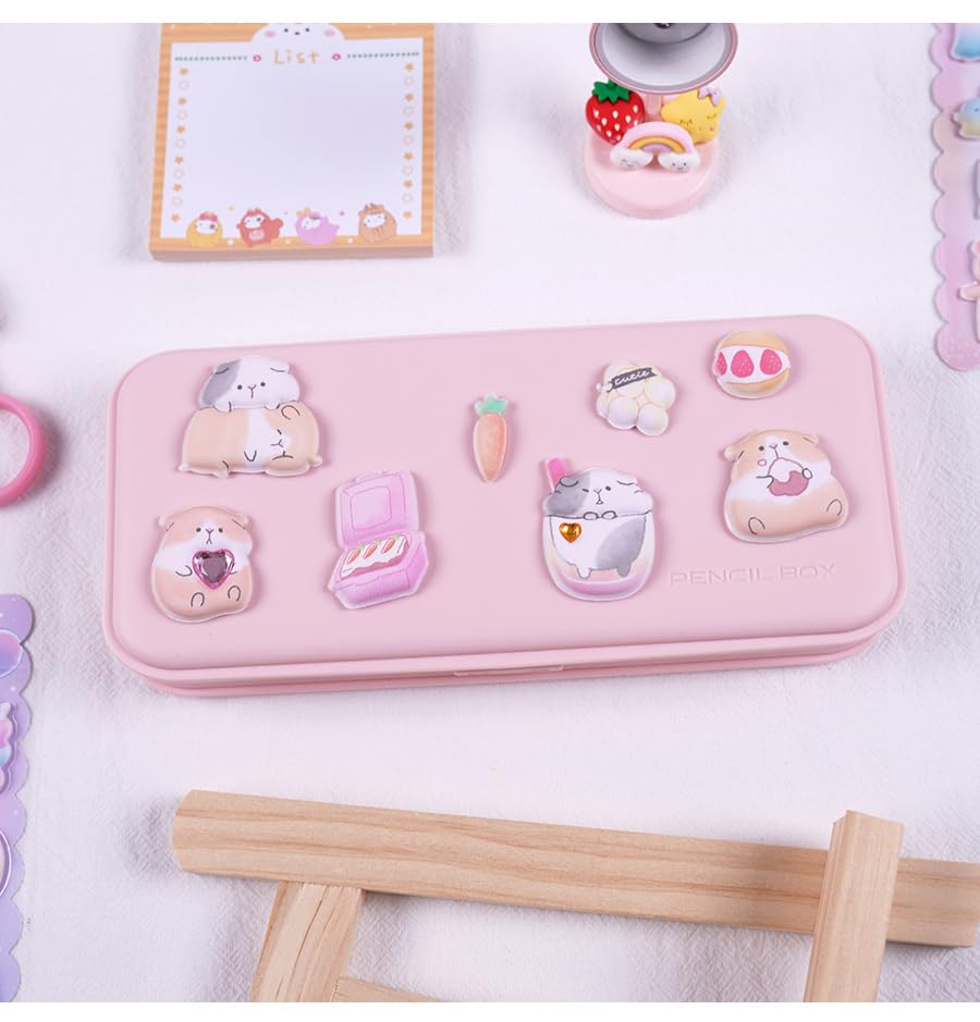 Image of Kawaii Cafe 3D Puffy Stickers Set - Cute Animals, Dessert & Milk Tea Stickers for Journaling, Scrapbooking, Planner Decoration, School Projects & DIY Crafts