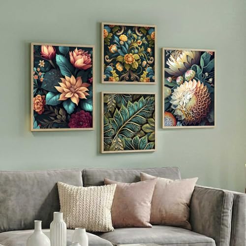 Image of kotart Aesthetic Modern Wall Decor Paintings with Frame for Home Decoration - Painting for Living Room Bedroom - Painting for Wall Decoration Set of 4 (Art 9, Big (13x17 or 13x13 inch))