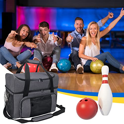 Boyistar Double Layer Bowling Ball Bag 2 Balls, Extra Large Bowling Tote Bag For Bowling Ball Carrying Case Fit 1 Pair Men Size 16 Bowling Shoes, Bowling Bag With Ball Clean Towel #TOP5