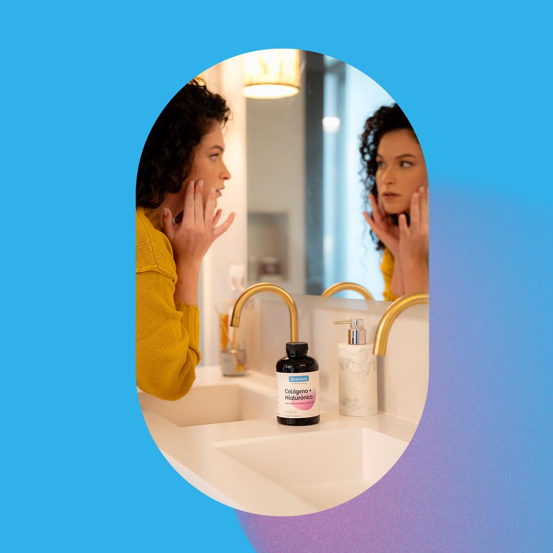 Bicentury Colágeno Ácido Hialurónico - Complemento Alimenticio con Péptidos de Colágeno Bioactivo, Ácido Hialurónico, 2 vitaminas y 2 minerales, 90 comprimidos