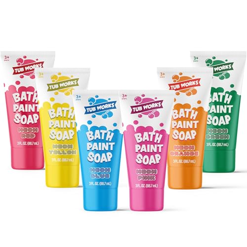 Image of Tub Works® Bath Paint Soap Bath Toy, Neon 6 Pack | Non-Toxic | Washable Bathtub Paint for Finger Painting on Tub Walls | Ideal Toddler Bath Toys for Creative Play | Easy to Clean, Fun Paint Soap
