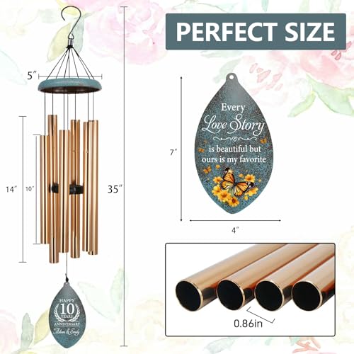 Image of ASTARIN Personalized 20th 50th Anniversary Wind Chime, Happy Anniversary Wedding Valentine's Day Gift for Wife Husband Men Women Sister, Golden Anni Keepsake for Parents Couples