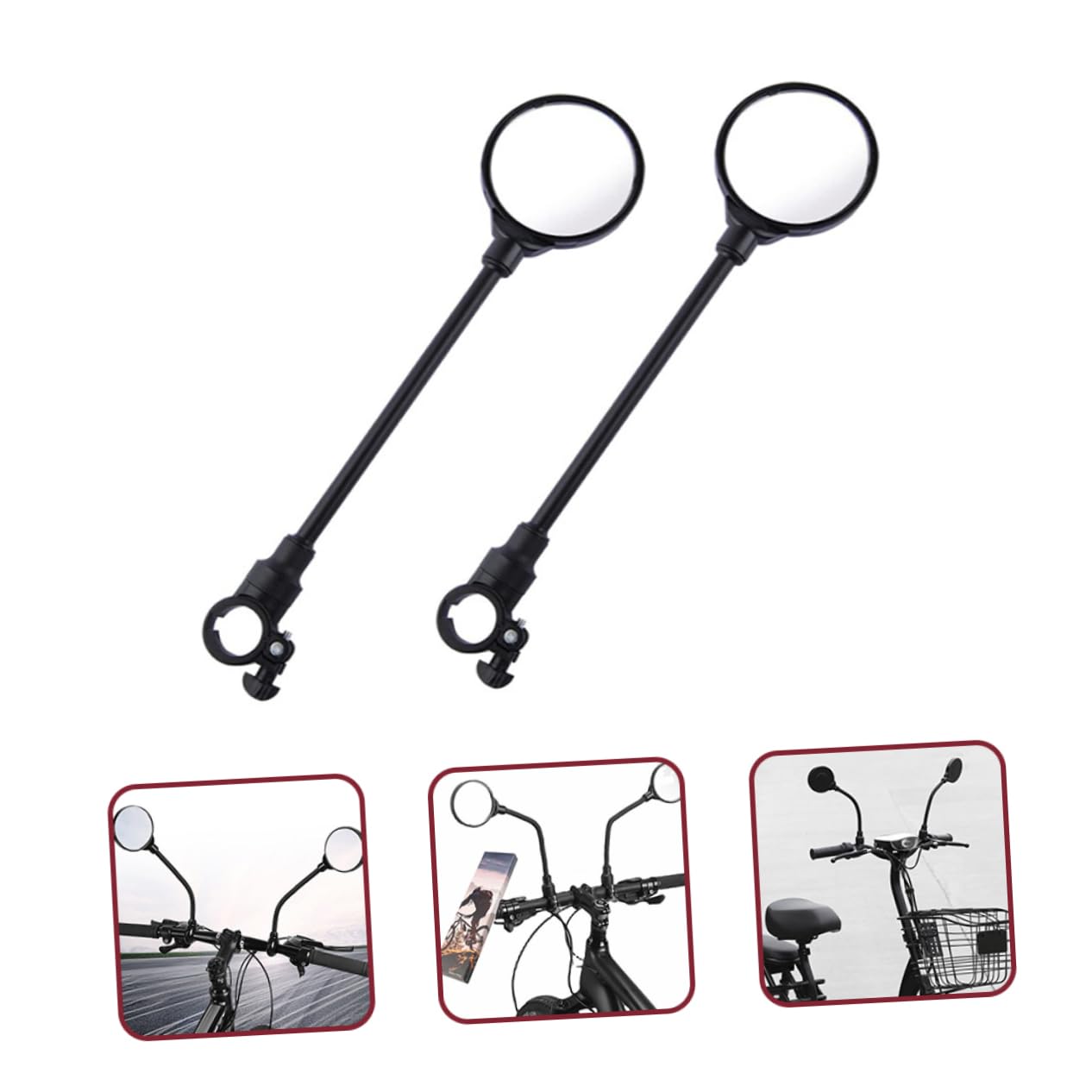 TOYANDONA 2 Stück Rückspiegel Lenkerspiegel Fahrradspiegel Für Lenker Motorradspiegel Für Lenker Fahrradrückspiegel Fahrradgriffspiegel Runder Fahrradspiegel Abs Schwarz