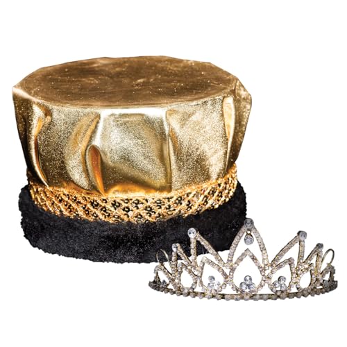 Anderson's Hazel Tiara and Metallic Gold Crown Royalty Set, Prom, Homecoming, Coronation, Royalty Accessories