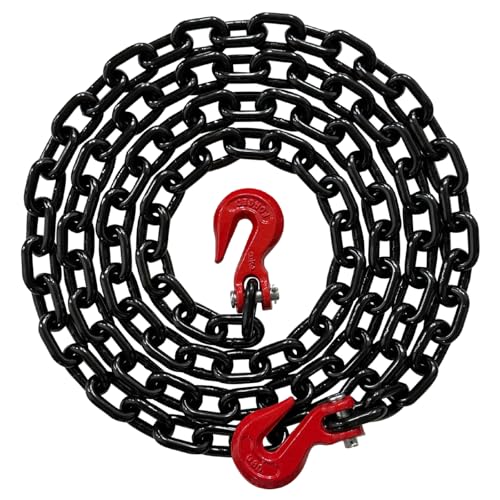 3/8" X 12' Grade 80 Transport Binder Chain - 7,100 LBS WLL - Clevis Grab Hook, Tie-Down, Towing