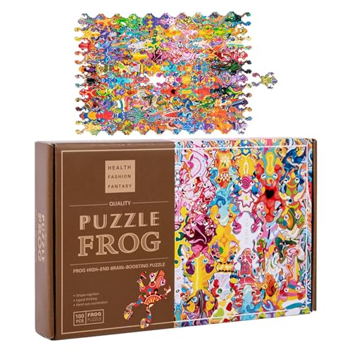Puzzle de madera de rana para jugar en familia y viajes en coche