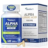 Alpha Lipoic Acid 1000mg Neuropathy Supplements Capsules, 8-IN-1 ALA for Nerve Health in Hands & Feet, Nervous System and Antioxidant with Magnesium Glycinate, CoQ10 & B1, B6, B12 – Vegan 120 Caps