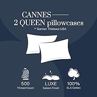 Vista 5 de Juego de 2 fundas de almohada Queen Cannes River Blue de 500 hilos, 100% algodón, HC by Garnier-Thiebaut USA