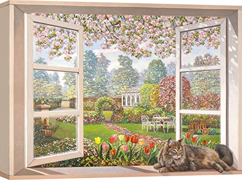 ART PRINT CAFE' – Decoration Murale, Tableau Trompe l'oeil de Andrea Del Missier, Jardin à l'italienne – Impression sur Toile 80x60 cm