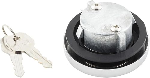 Miniatura 3 de United Pacific S1301 Tapa de gas con bloqueo de ventilación triple cromada con 2 llaves para varios vehículos Chevy y Ford 1947-71, tapa de metal,