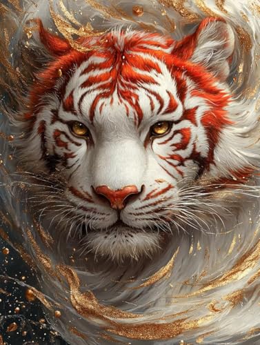 Diamond Art Kits for Adults Tiger, 5D Diamond Painting Kit Abstract, Easy DIY Crafts for Adults, Full Drill Embroidery Kits, Hobbies for Women, Room Decor and Wall Art, Gifts for Women 40x54in R-9933