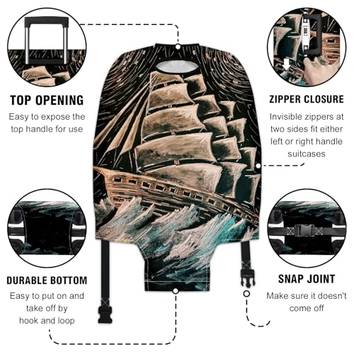 Travel Luggage Cover Suitcase Protector Scratch-Resistant Fit Not Included Suitcase Blue And White Abstract Painting M-22-24in3