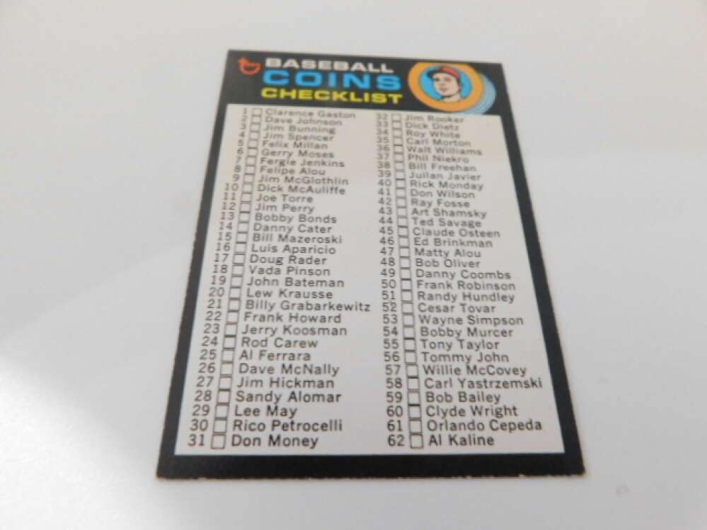1971 Topps Baseball Series 2#161A Coins Checklist Set Break 1 (See Photos for Actual MLB Trading Card you will receive)