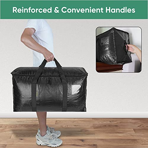 Image of BALEINE 4-Pack Oversized Moving Bags with Reinforced Handles, Heavy-Duty Storage Tote for Clothes, Moving Supplies (Black, 4-Pack)