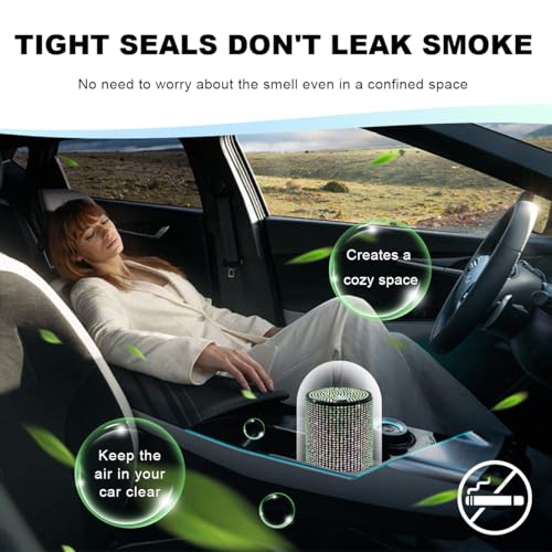 Image of Car Cigarette Ashtray with Lid, Stainless Steel Bling Crystal Diamond Smokeless Fireproof Vehicle Ashtray Holder, Portable Sparkling Ashtray Cup Holder for Car Home Office (Colorful)
