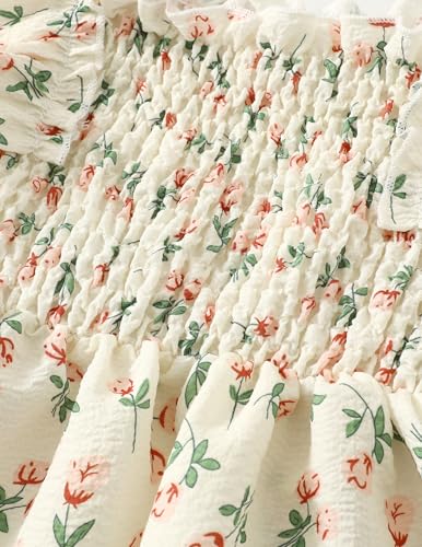 Girls Summer Dress Floral Ruffle Sleeve Swing Flowy Dresses A-line Sundress for Girls Casual Beach Wedding Dress4