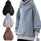 パーカー メンズ 大きいサイズ ボリュームネックパーカー フルジップ ハイネック フード付きスパーカー おしゃれ 機能的なパーカー ゆったり 防風 防寒 お肌に優しい 毛玉防止 色褪せない ストリート系 プルオーバー スウェット 吸湿 通気 カジュアル 快適 春秋冬 男女兼用 (ブラック,XL(75kg-85kg))