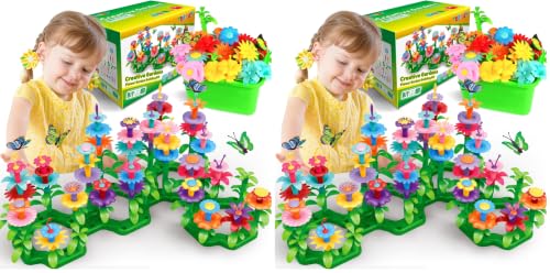 Image of YEEBAY Flower Garden Building Toys for Girls Age 3, 4, 5, 6, 7 Year Old - STEM Gardening Toys for Kids - Stacking Game for Toddlers Play Set - Educational Activity for Preschool (148 PCS) (Pack of 2)