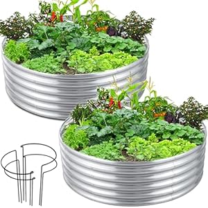 FORTUNO 2 Stück runder Metall Hochbeetkasten