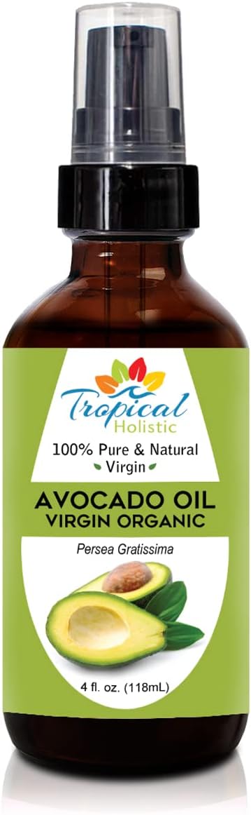 100% Pure Avocado Oil 4 oz - Unrefined Virgin Cold Pressed Carrier Oil for Hair DIY, Face, Skin, Nails and Body