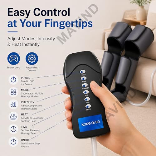 Image of Full Leg Massager with Air Compression with Heat Theraphy,Leg Foot Calves Thigh Massager with Handheld Controller,Relaxation & Muscle Comfort,Foot Massager Machine for Pain Relief,Blood Circulation Massager (A-1) (A-1)