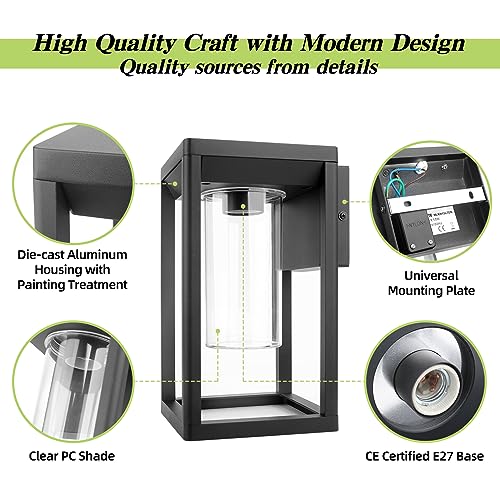 HLFVLITE Outdoor Wall Light Black Aluminum Outside Wall Sconce, Waterproof Exterior Wall Lantern - Image 2