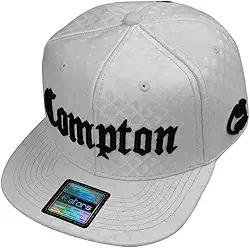Boné Snapback Aba Reta Compton Branco 3D Premium
