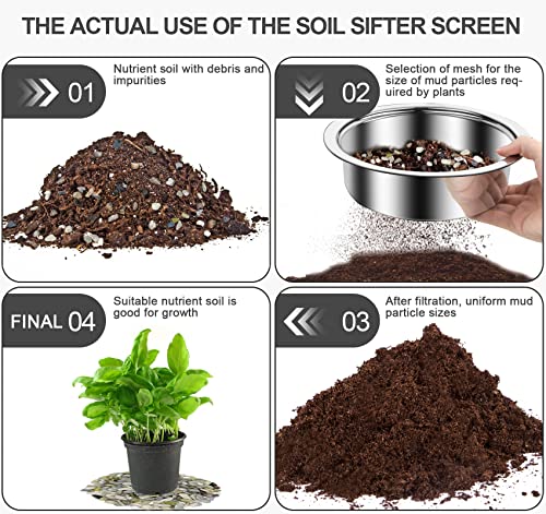 Tamis de jardin amovible pour filtration de sable, compost et bonsaï