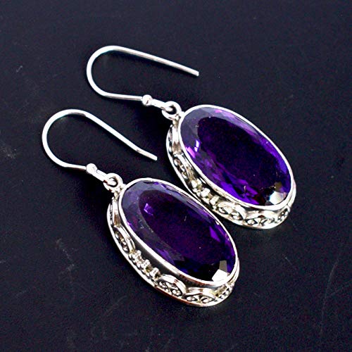 Boucles d'oreilles argent 925 améthyste : bijoux faits main d'exception