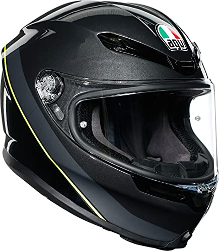 Casque moto AGV K6 intégral au design Minimal Gunmetal et Jaune Fluo