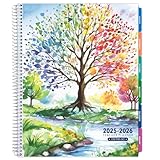 Aug 2025-Jul 2026 Lite Teacher Lesson Planner Notebook 8.5x11 Daily Weekly Monthly Organizers - Includes 7 Periods, Dated Calendar, Page Tabs, Bookmark, and Planning Stickers (Tree Seasons)