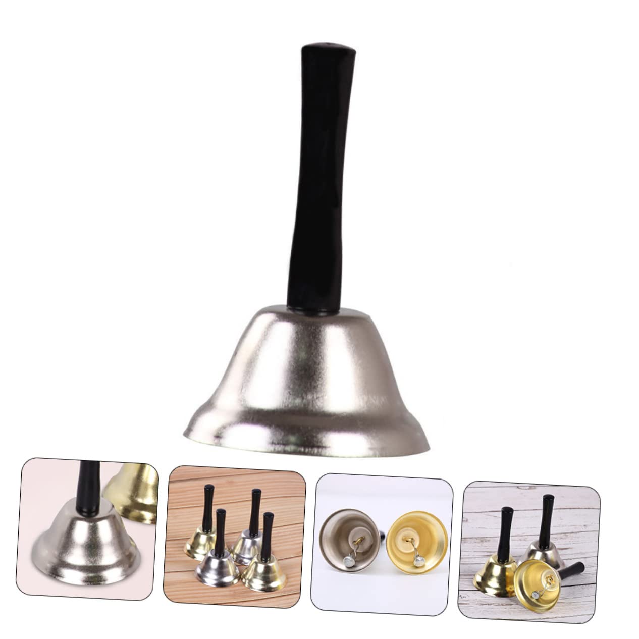 FUNOMOCYA Handheld Metal Bell with Wooden Handle Ringing Service Bell for Classroom Hotel Kitchen and Parties Sound Easy to Use Unique Design