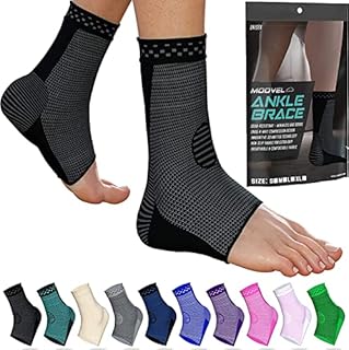 Modvel 2 Pack Ankle Brace Compression Sleeve | Injury Recovery, Joint Pain and More | Achilles Tendon Support, Plantar Fasciitis Foot Socks with Arch Support