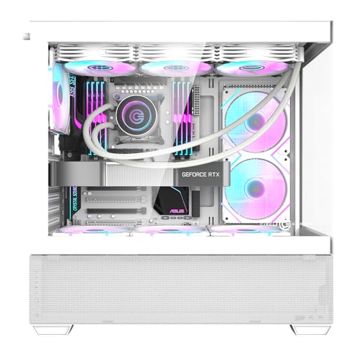Image of Circle Defender ZX3 Mid-Tower Computer Case, Gaming Cabinet - White, Supports ATX, M-ATX, ITX, 3 x 120mm Front and 1 x 120mm Rear ARGB Fans