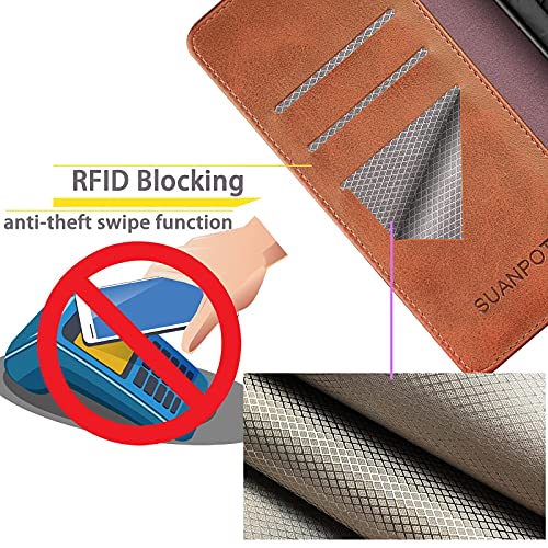 SUANPOT for Samsung Galaxy A35 5G Wallet case with RFID Blocking Credit Card Holder,Flip Book PU Leather Protective Cover Women Men for Samsung A35 Phone case Light Brown