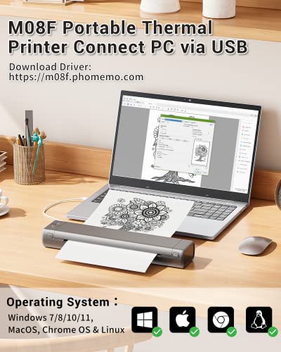Phomemo AU-M08F-GY-SNH-LETTER Portable Thermal Printer thumb #2