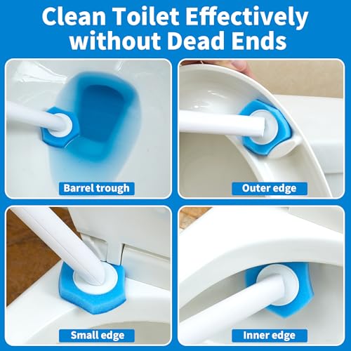 Image of Disposable Toilet Brush and Holder Set, 24 Toilet Bowl Cleaner Wand Refills | Wall Mounted Disposable Toilet Cleaning Set, Pre-Soaked Toilet Bowl Cleaner, Bathroom Cleaning System for RV Bathtub Sink