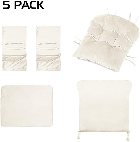 Miniatura 7 de Lucky Monet Juego de 5 cojines de repuesto para mecedoras deslizantes, juego de repuesto de cojines de terciopelo con bolsillos laterales de
