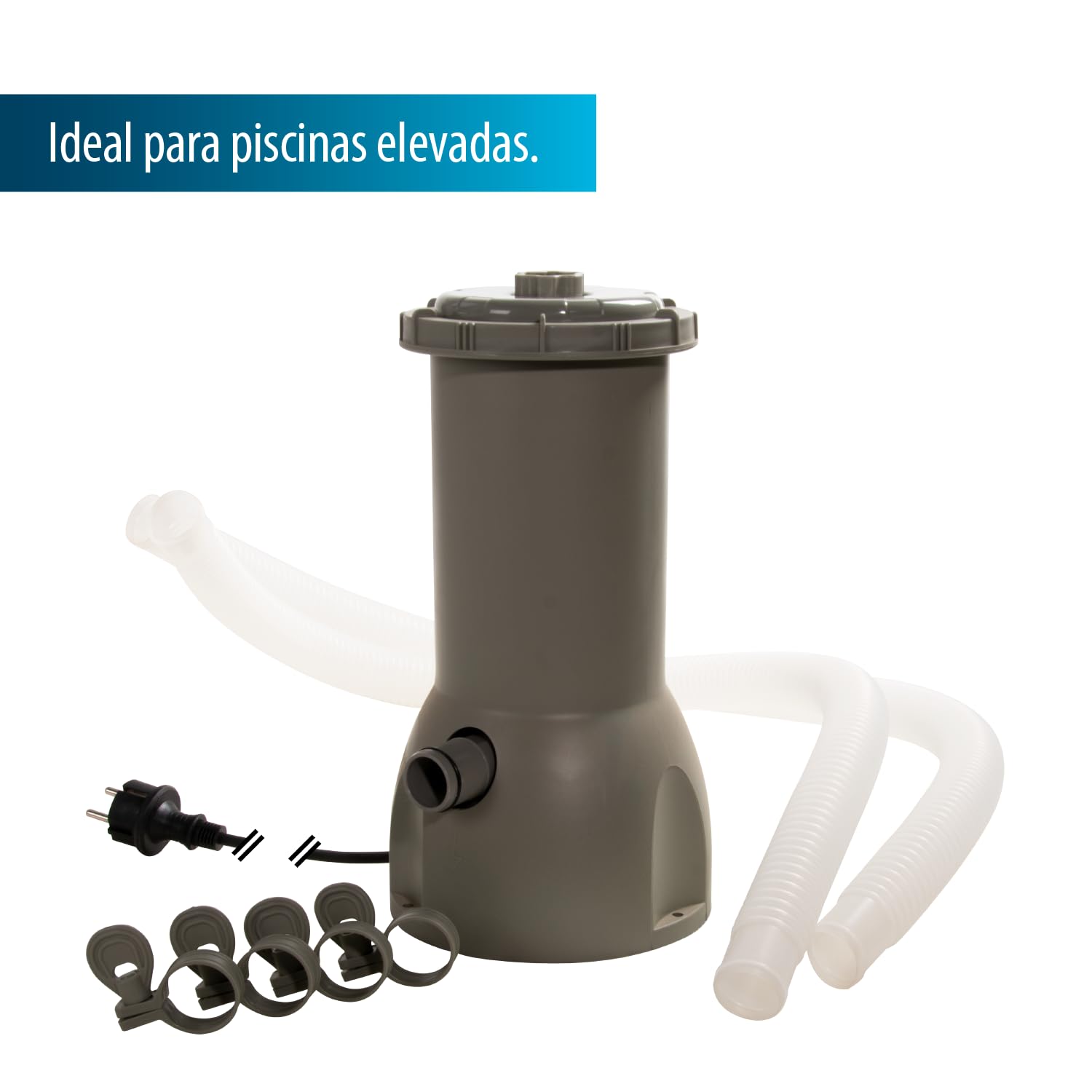 AquaForte, Filtro de cartucho, Aqualoon EZ Clean 100, incluido 2 x 1 metro de manguera de 32 mm, 4 abrazaderas de manguera de plástico, 70 g de medio filtrante y bomba de 230 V, Caudal 3,5 m3 p/h