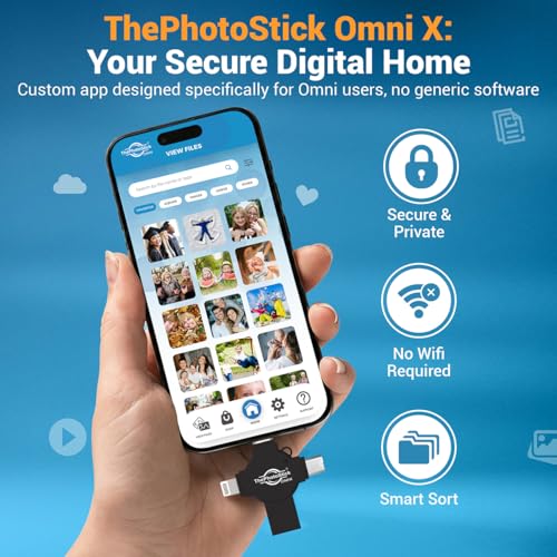 Image of ThePhotoStick Omni X 128GB Photo Backup for iPhone, Android and Computers