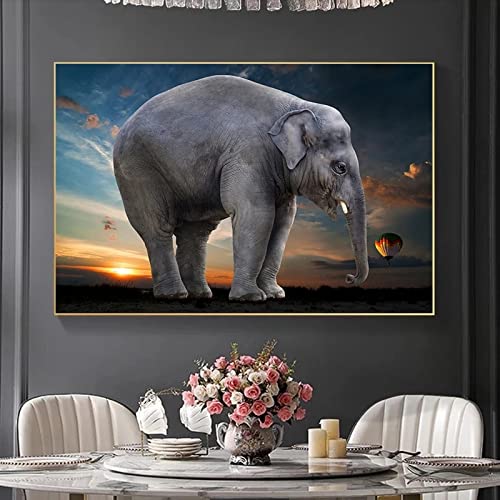 Cuadro de elefante moderno en lienzo de 80x110cm para decoración de salón 4