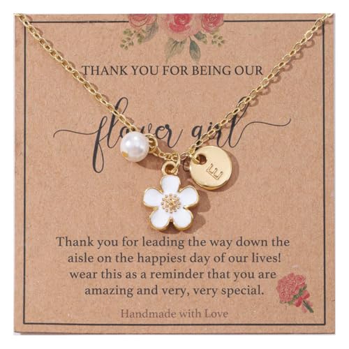 Image of Initial A-Z Letter Necklace for Flower Girl,14K Personalized Proposal Gifts for Flower Girl On Wedding Bridal Shower Party