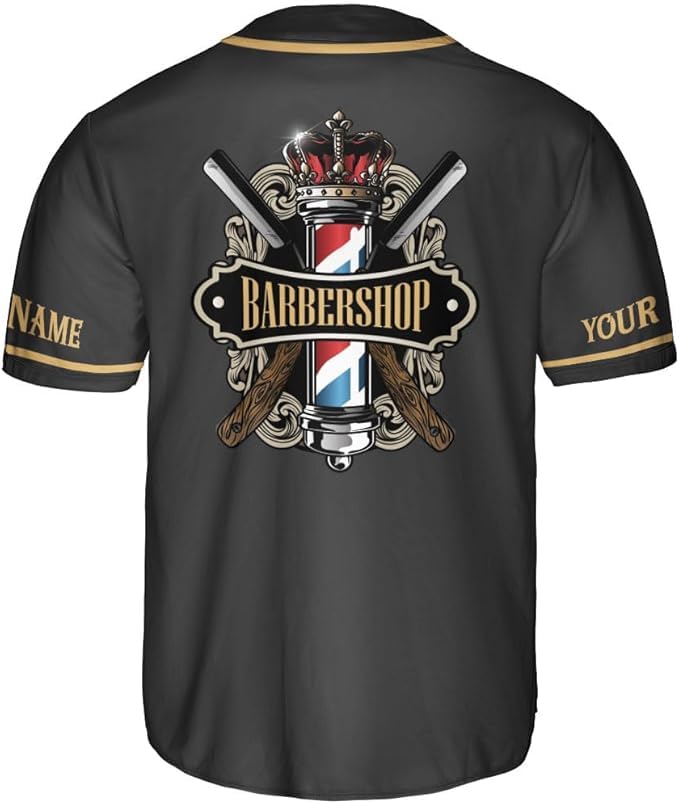 MonkeyVan Personalized Barbershop Baseball Jersey, Barber Shirt, Hairdresser Barber Shirt, Hairstylist Jersey Gift for Barber 2 Multicolor